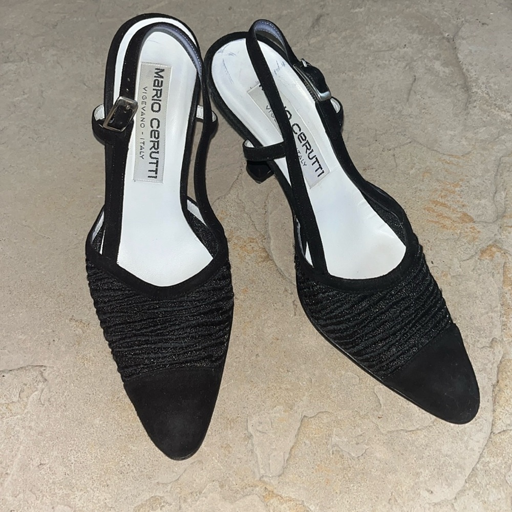 Mario Cerutti Black Strap Heels Size 7.5